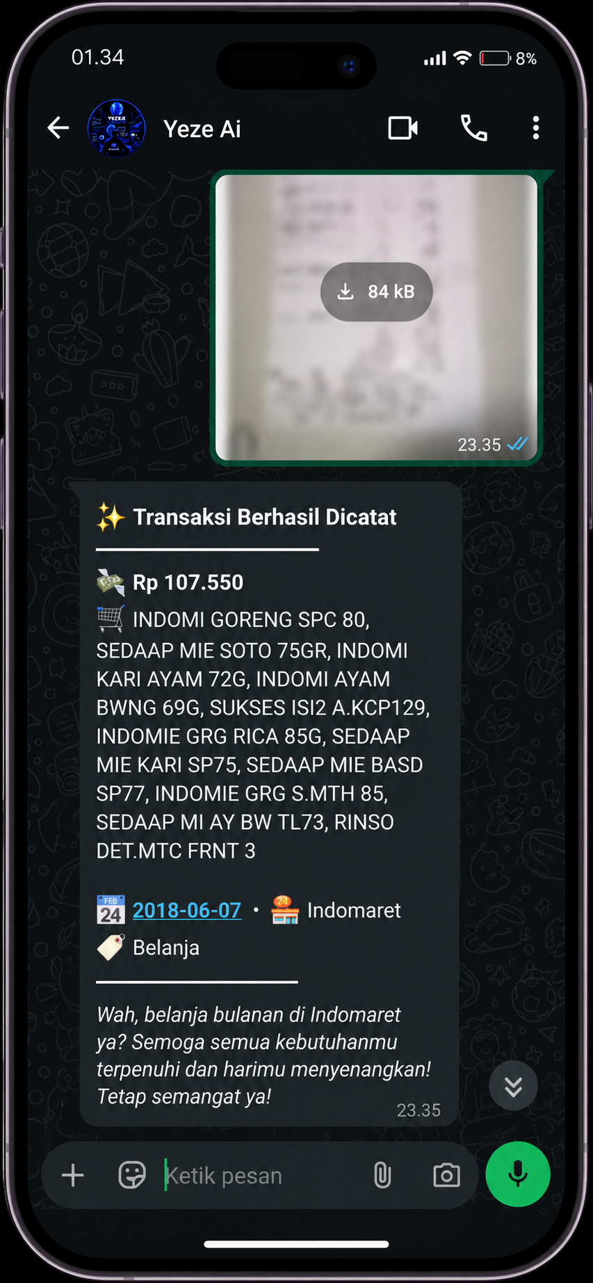 Preview laporan keuangan YEZE